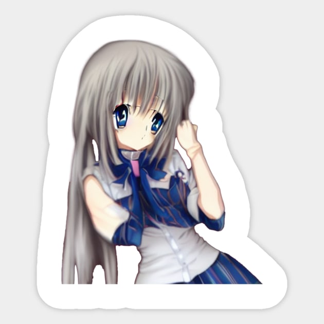 Cute anime girl with gray hair Sticker by Maffw